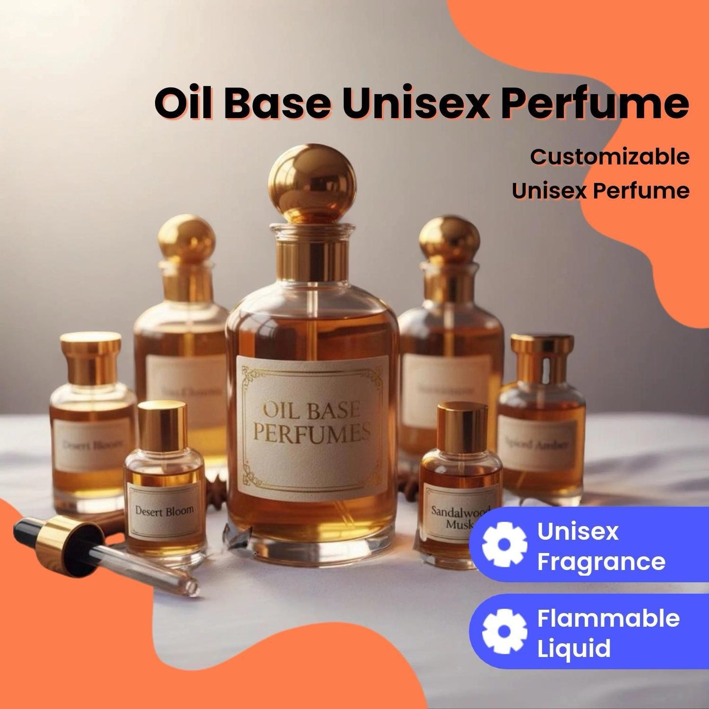 Oil Base Perfumes - Mix Any Scent You Like - Desert Bloom & Sandalwood Musk - Premium Quality Fragrance