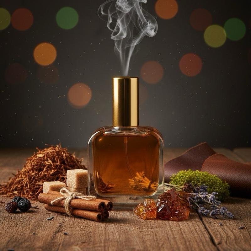 Burberry London (M)/ oil base/ tobacco cinnamon sweet warm spicy woody leather lavender amber mossy animalic