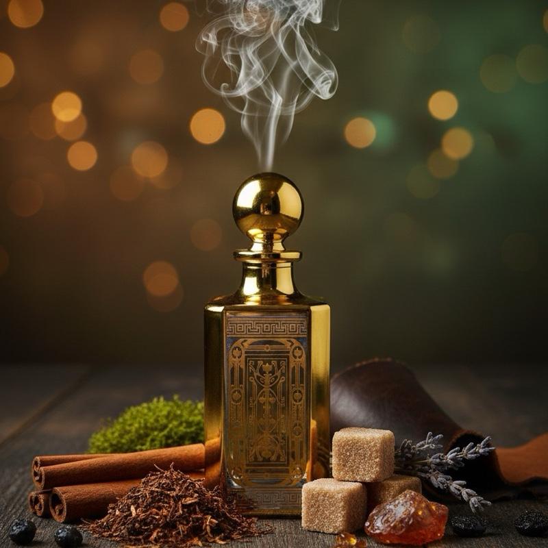 Burberry London (M)/ oil base/ tobacco cinnamon sweet warm spicy woody leather lavender amber mossy animalic