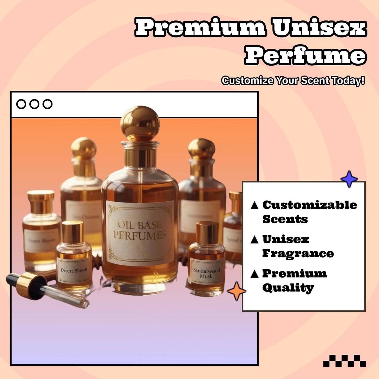 Oil Base Perfumes - Mix Any Scent You Like - Desert Bloom & Sandalwood Musk - Premium Quality Fragrance
