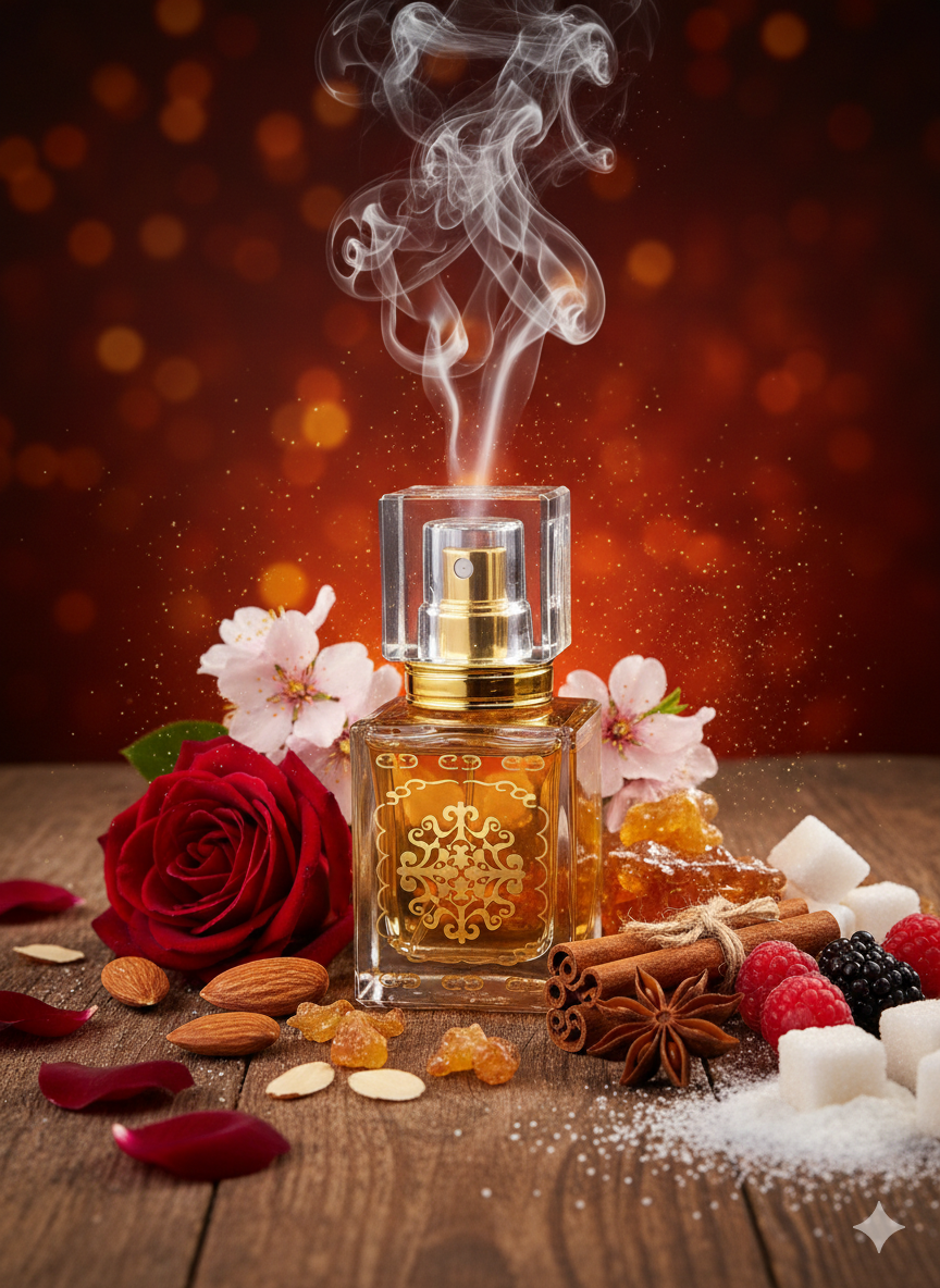 The Inner Sanctuary (U) oil base/ woody fruity nutty floral amber warm spicy rose sweet almond powdery