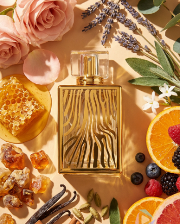 Raw oil base fragrance bottle with floral luxury styling