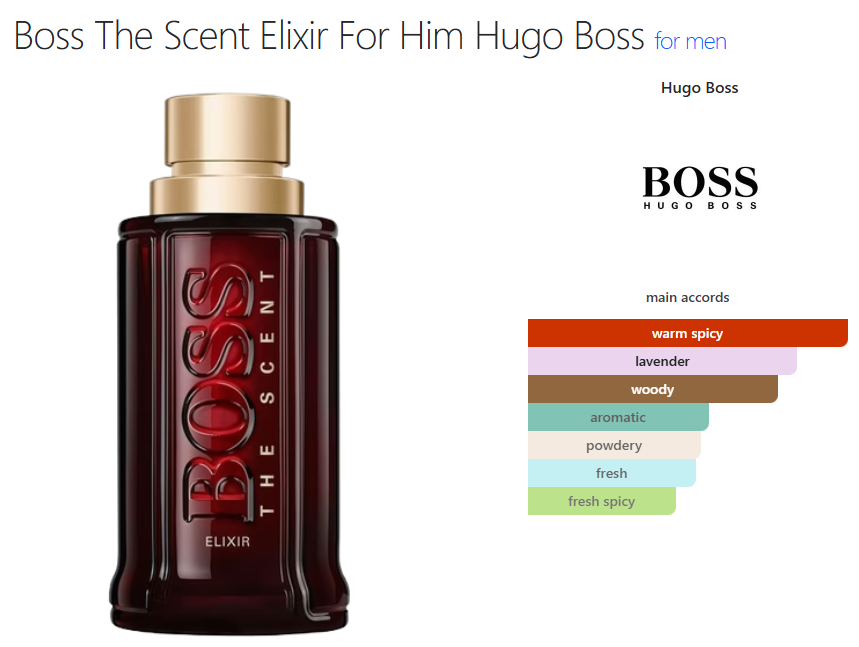 Hugo Boss The Scent Elixir (M) oil base warm spicy lavender woody aromatic powdery fresh fresh spicy