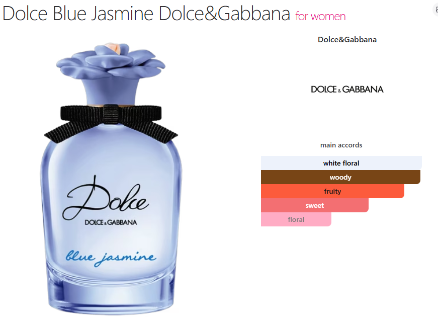 Dolce&Gabbana Blue Jasmine (W) oil base white floral, woody, fruity, sweet, floral