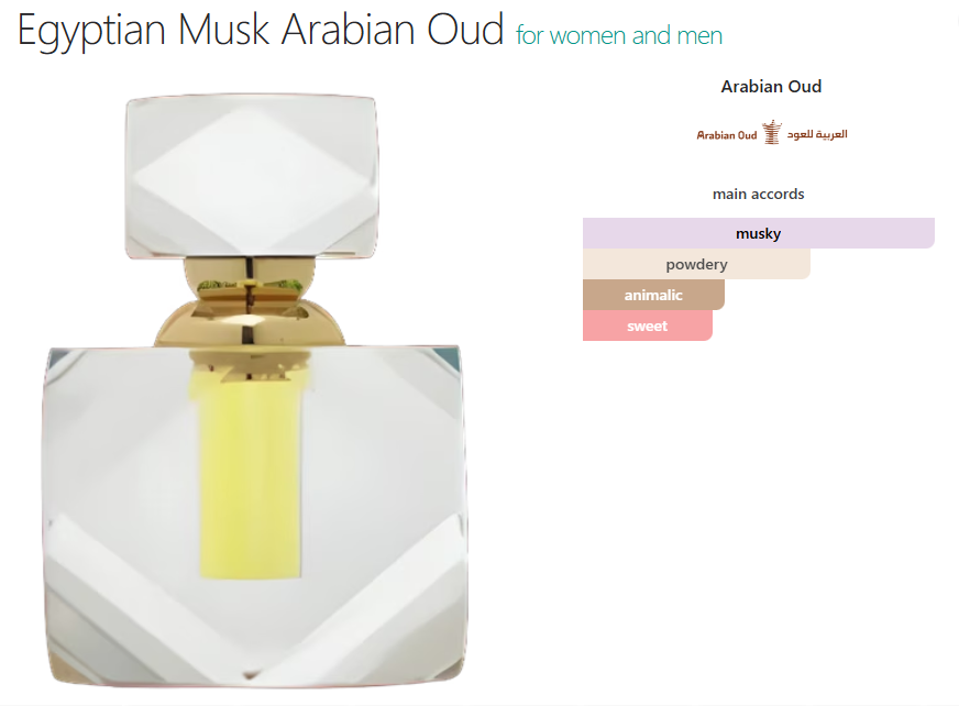 Egyptian MUsk (U) oil base powdery musky citrus fresh animalic