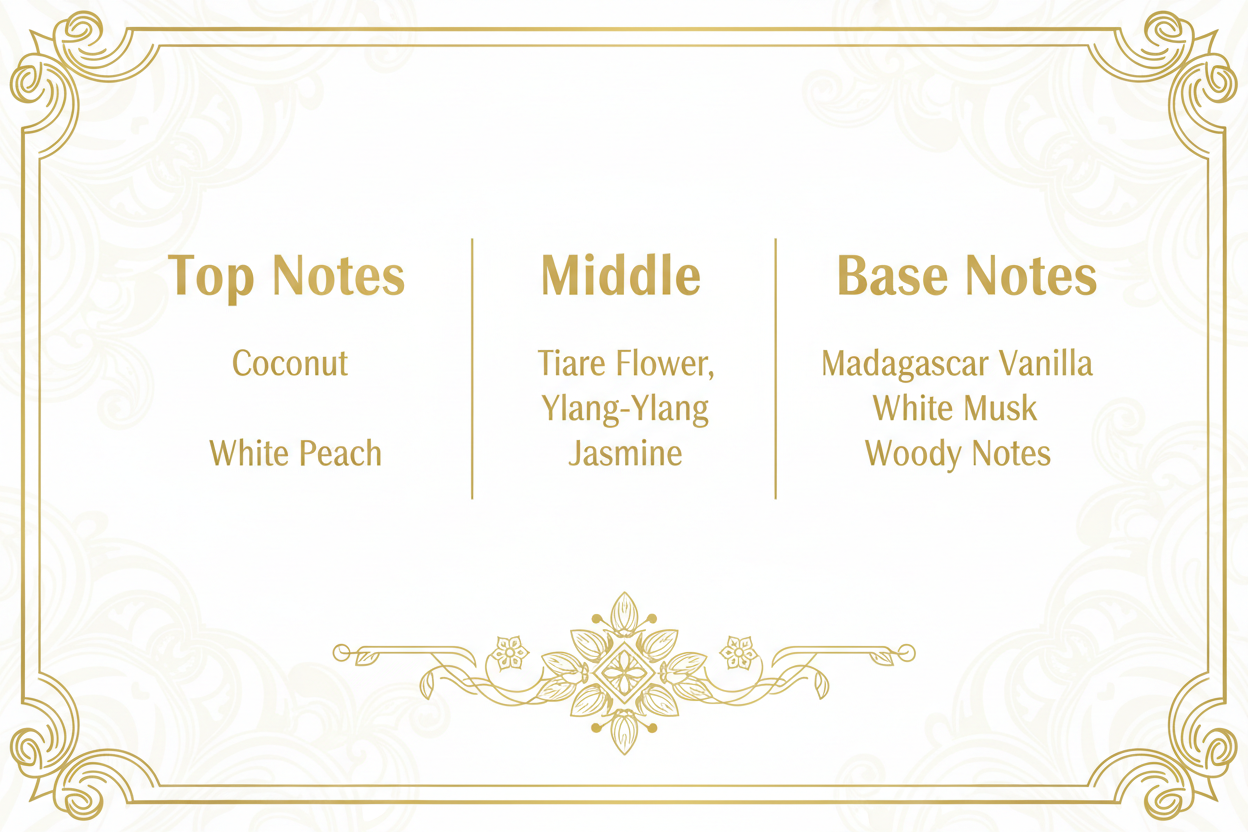 Chemist Fragrance 114 (W) oil base vanilla sweet coconut white floral powdery yellow floral fruity lactonic tropical woody