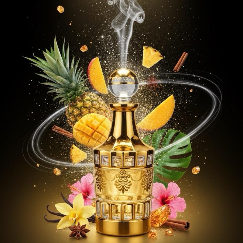 Chemist Fragrance 118 (U) oil base tropical, fruity, vanilla, sweet, woody, white floral, powdery, terpenic, amber, fresh spicy